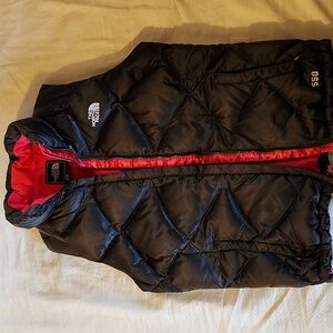 The North Face Women's MED Satin Black/pink Down Goose‎ Puffer 550 Vest Jacket